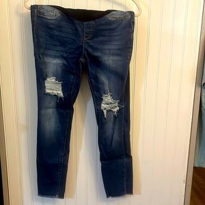 Distressed Maternity Jeans Over-Belly